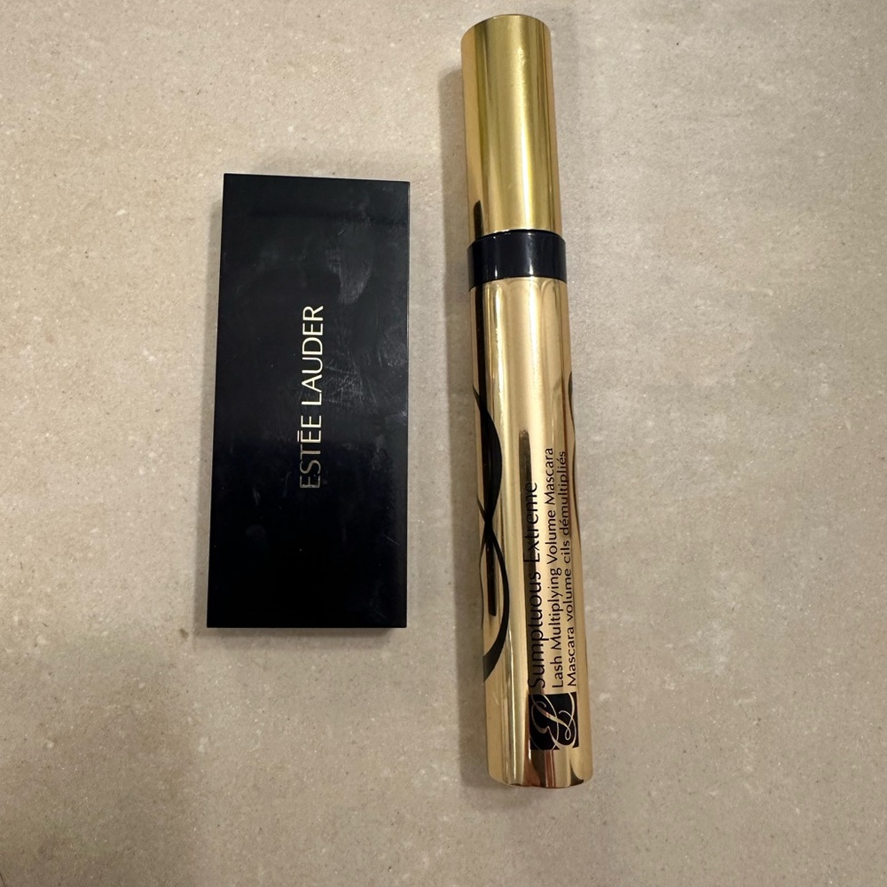 New Estee Lauder black mascara and gently used eyeshadow color fiery saffron